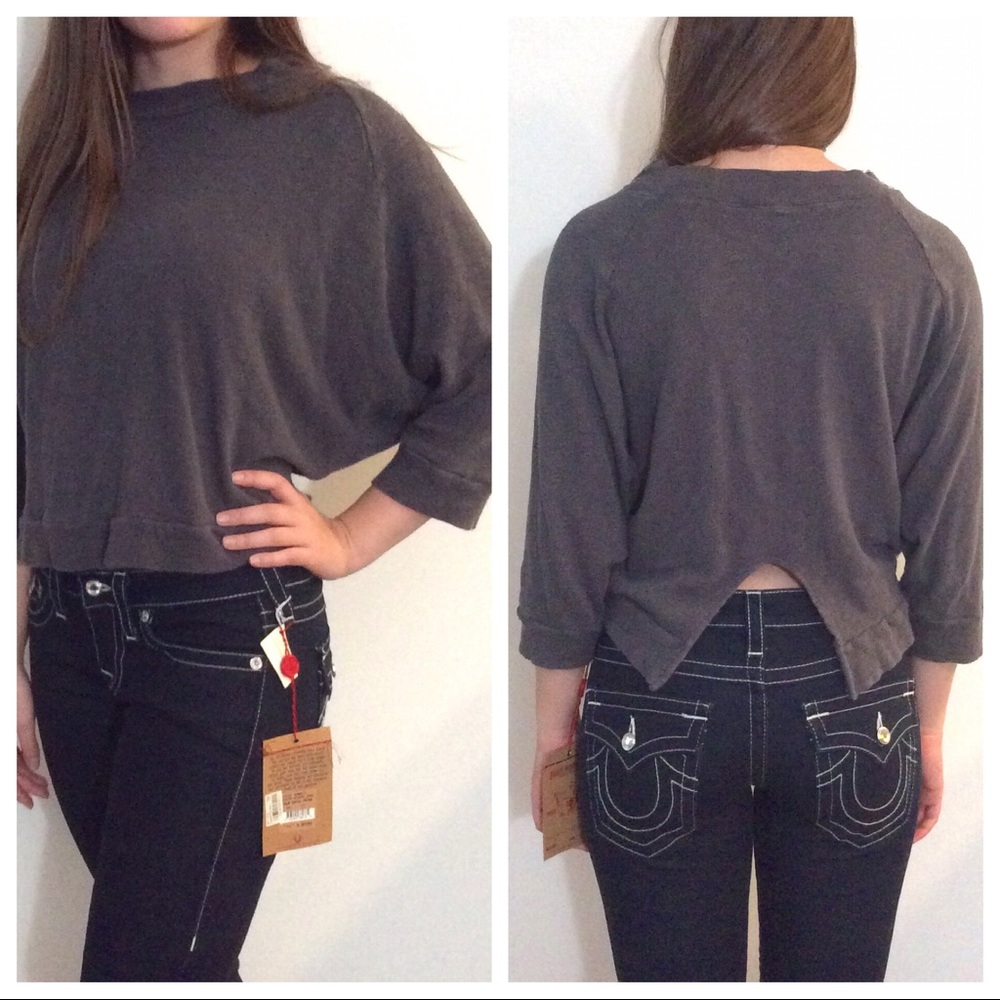 M//C brand- Charcoal sweater with slit in back